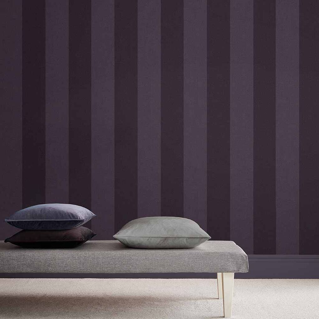 107593 - Heritage Stripe Wallpaper - Plum - Graham & Brown