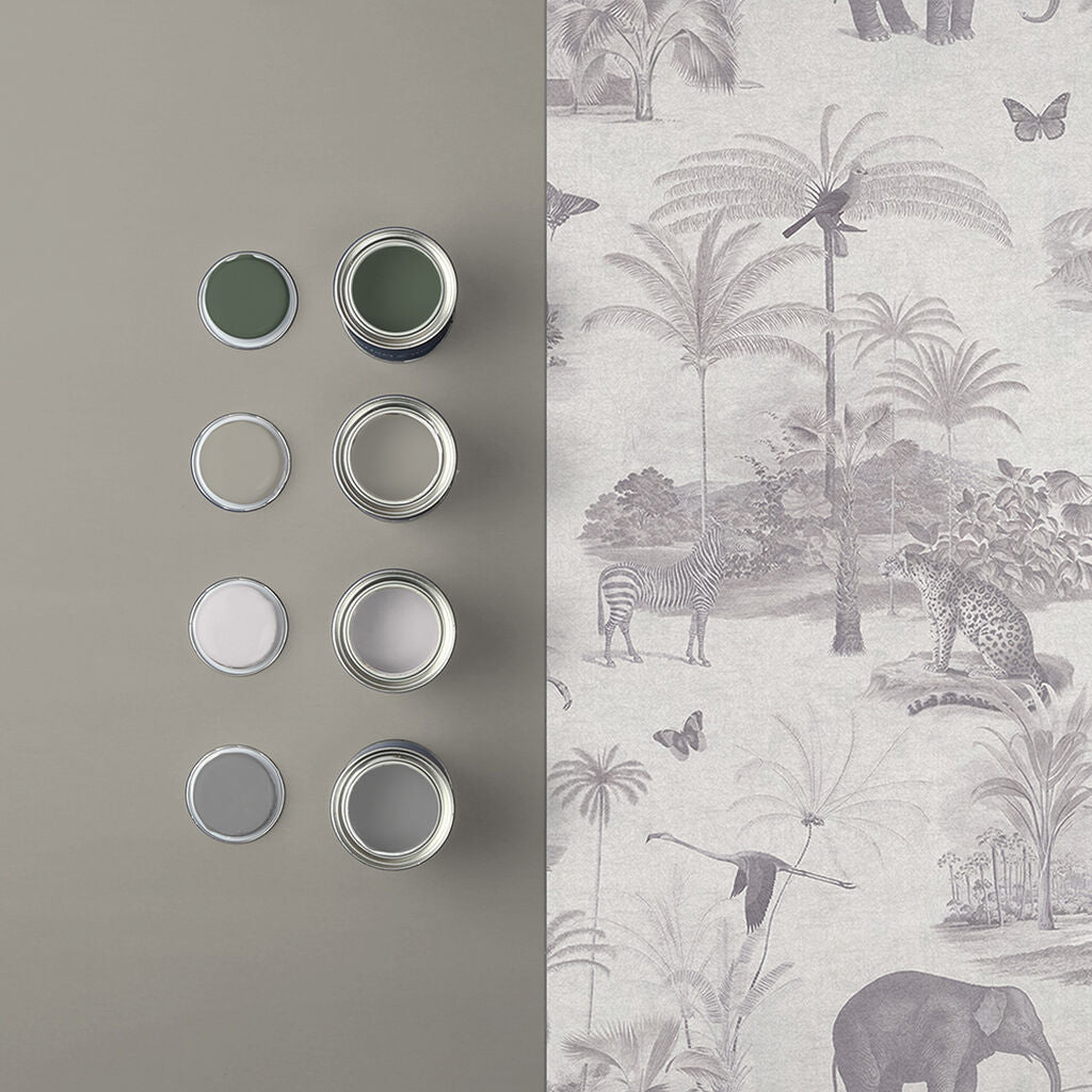 Tropique Zoo Room Wallpaper - Gray