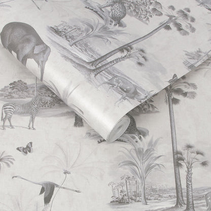 107599 - Tropique Zoo Wallpaper - Canvas - Graham & Brown