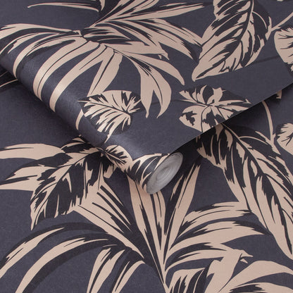 107609 - Palma Wallpaper - Soft Gold & Notte  - Graham & Brown