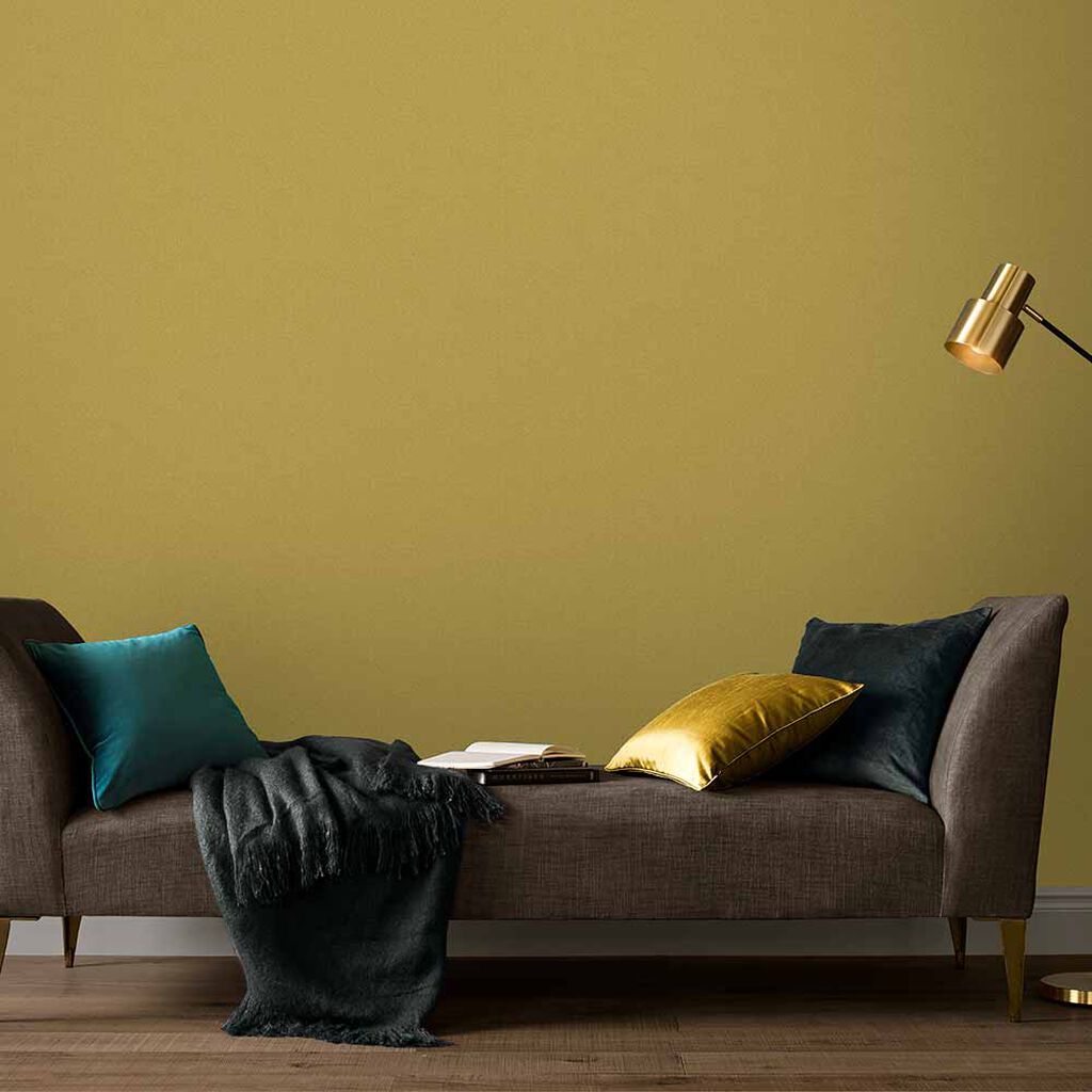 Serene Saffron Plain Room Wallpaper 3 - Yellow