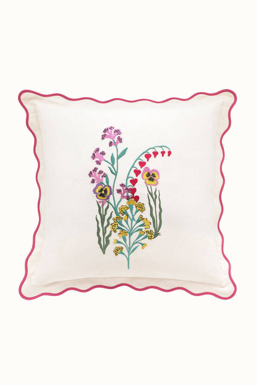 Paper Pansies Cushion - Pink
