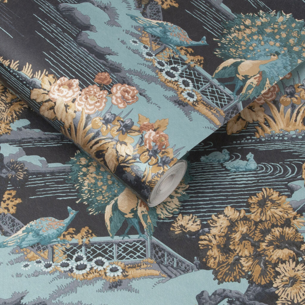 Edo Toile Wallpaper - Teal