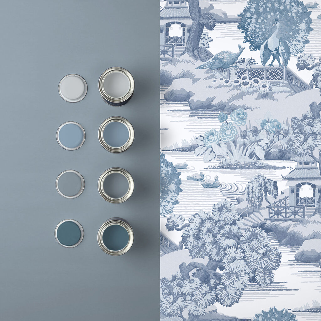 Edo Toile Room Wallpaper 2 - Blue