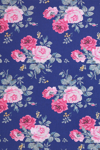 Antique Rose Cotton Fabric Roll - Blue