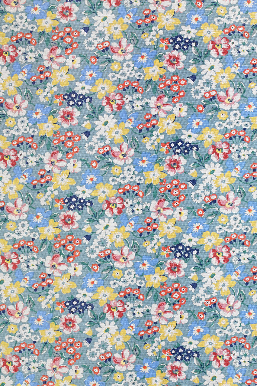 Portland Flowers Cotton Fabric Roll - Blue
