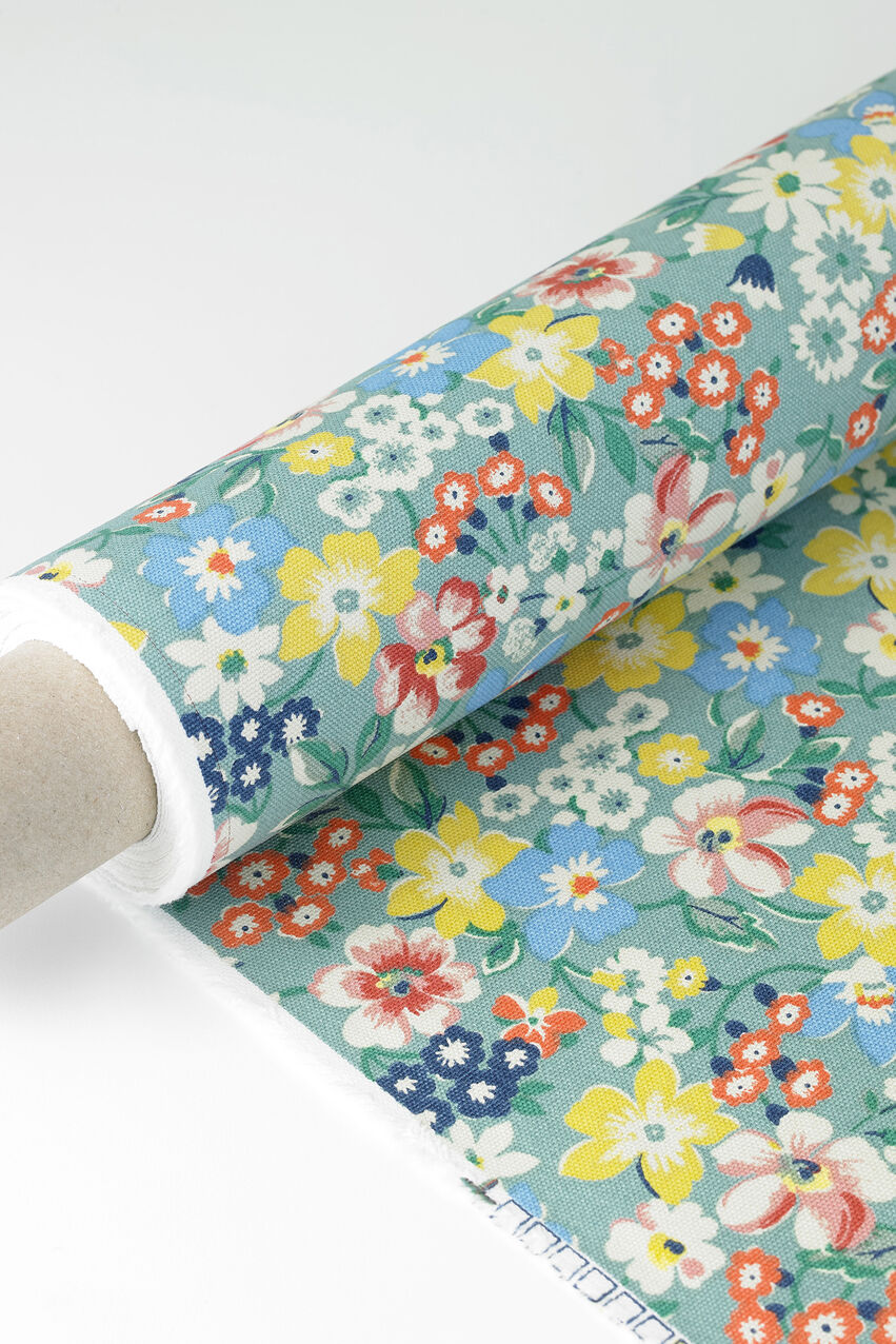 Portland Flowers Cotton Room Fabric Roll - Blue