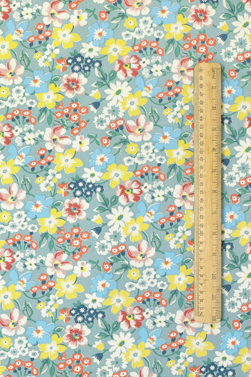 Portland Flowers Cotton Room Fabric Roll - Blue