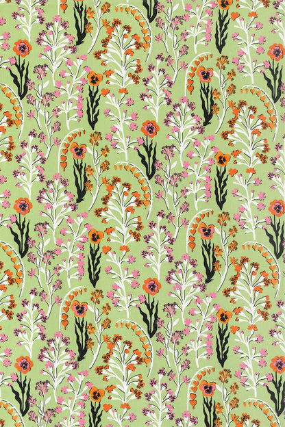 Paper Pansies Oilcloth Fabric Roll - Green