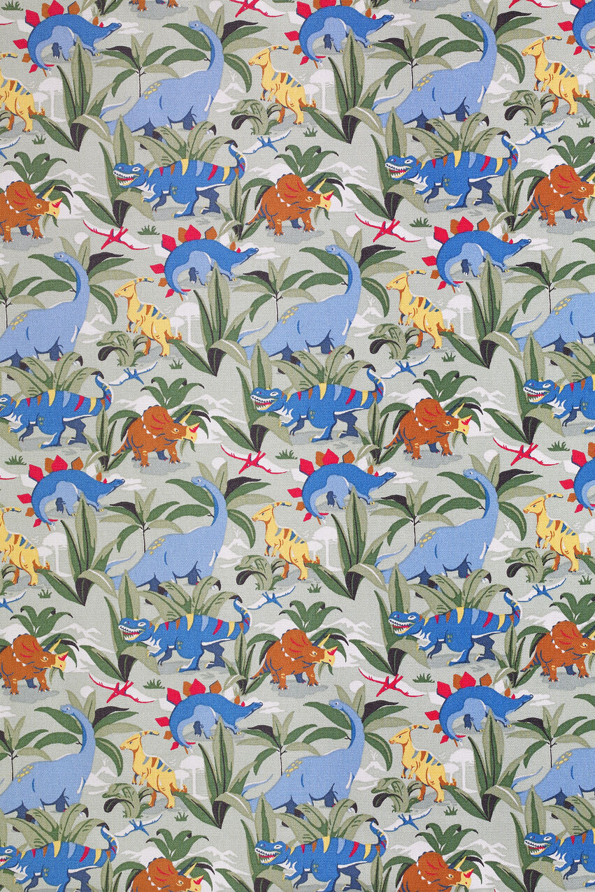 Dinosaur Jungle Cotton Fabric Roll - Blue