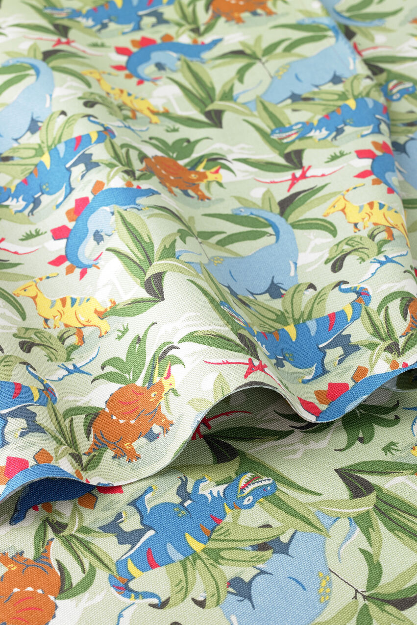 Dinosaur Jungle Cotton Room Fabric Roll - Blue