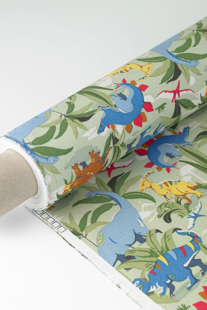 Dinosaur Jungle Cotton Room Fabric Roll - Blue