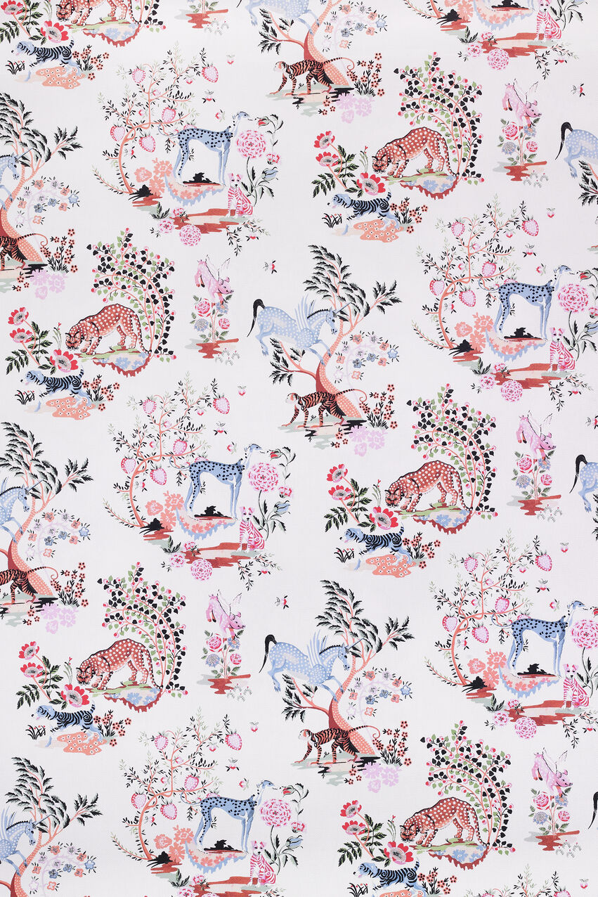 Painted Kingdom Cotton Fabric Roll - Pink