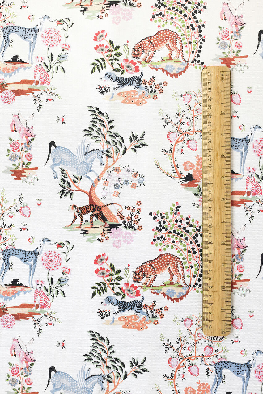 Painted Kingdom Cotton Room Fabric Roll - Pink