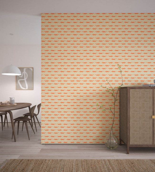 Little Fox Room Wallpaper - Orange