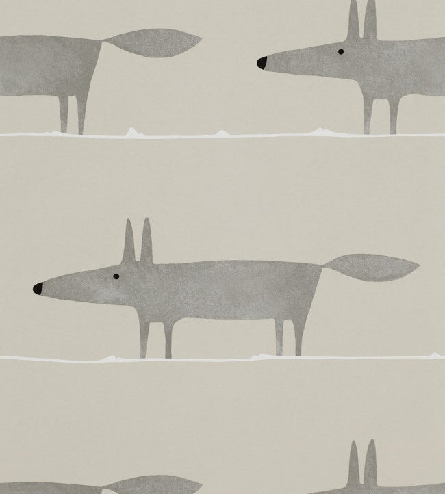 Mr Fox Wallpaper - Gray 