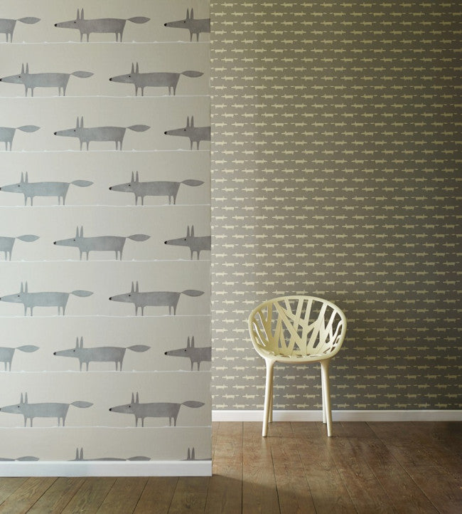 Mr Fox Room Wallpaper - Gray
