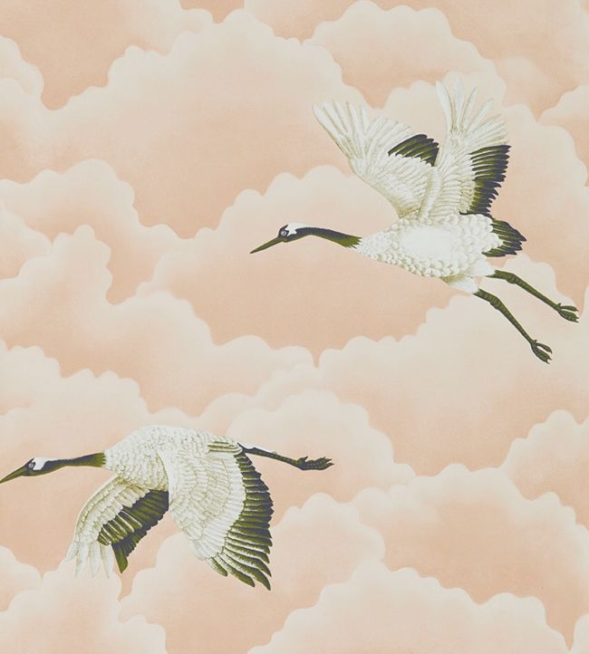 Cranes in Flight Wallpaper - Pink