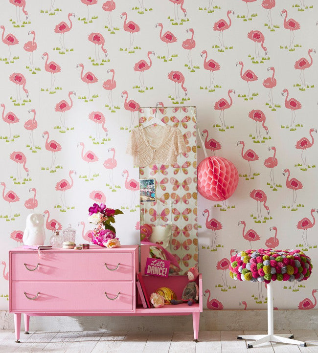 Felicity Flamingo Room Wallpaper - Pink