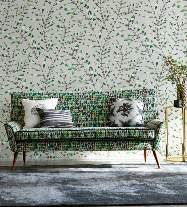 Chaconia Room Wallpaper - Green