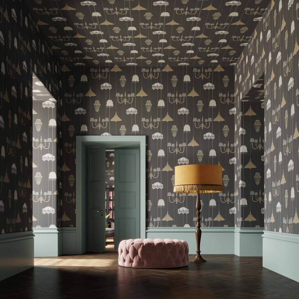 111716 - Drawing Room Wallpaper - Charcoal - Graham & Brown