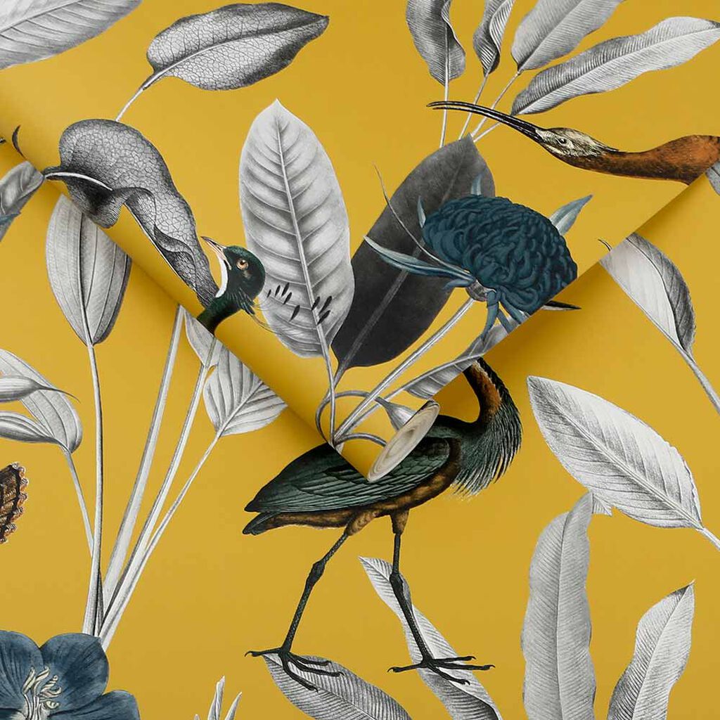 111720 - Glasshouse Wallpaper - Mustard - Graham & Brown