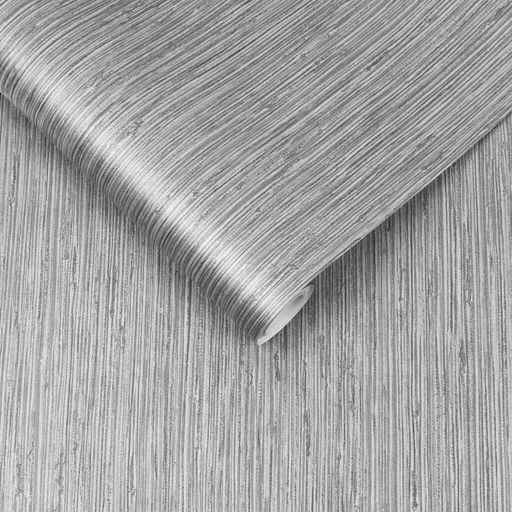 111727 - Grasscloth Texture Wallpaper - Grey - Graham & Brown