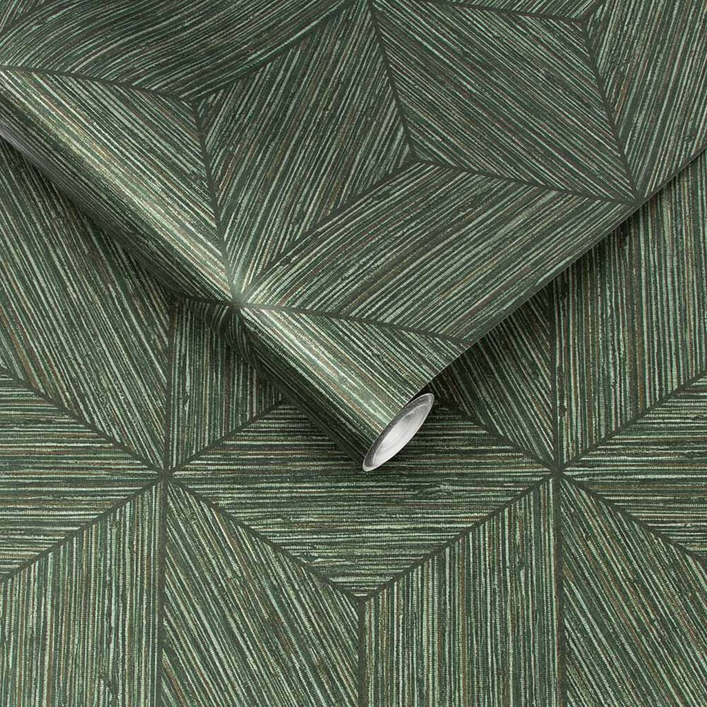 Grasscloth Geo Room Wallpaper - Green