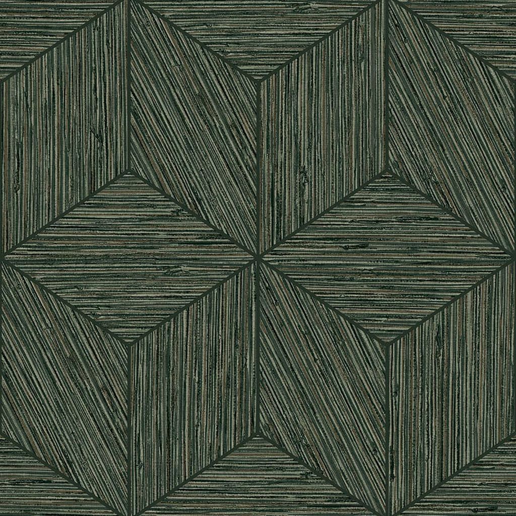 Grasscloth Geo Wallpaper - Green 