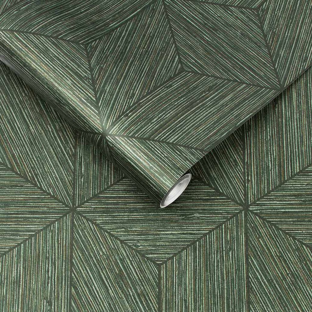 111729 - Grasscloth Geo Wallpaper - Pine - Graham & Brown