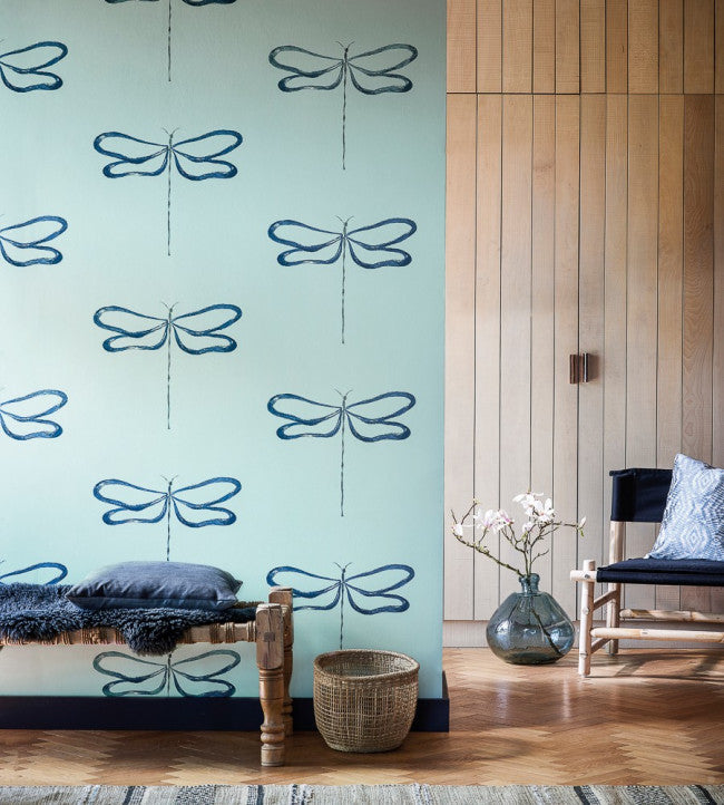 Dragonfly Room Wallpaper - Teal 