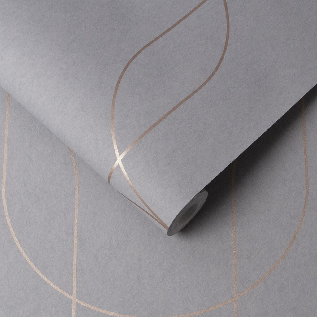 112191 - Palais Wallpaper - Grey Rose Gold - Graham & Brown