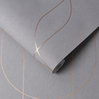 112191 - Palais Wallpaper - Grey Rose Gold - Graham & Brown