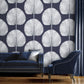 112195 - Palm Fan Wallpaper - Navy - Graham & Brown