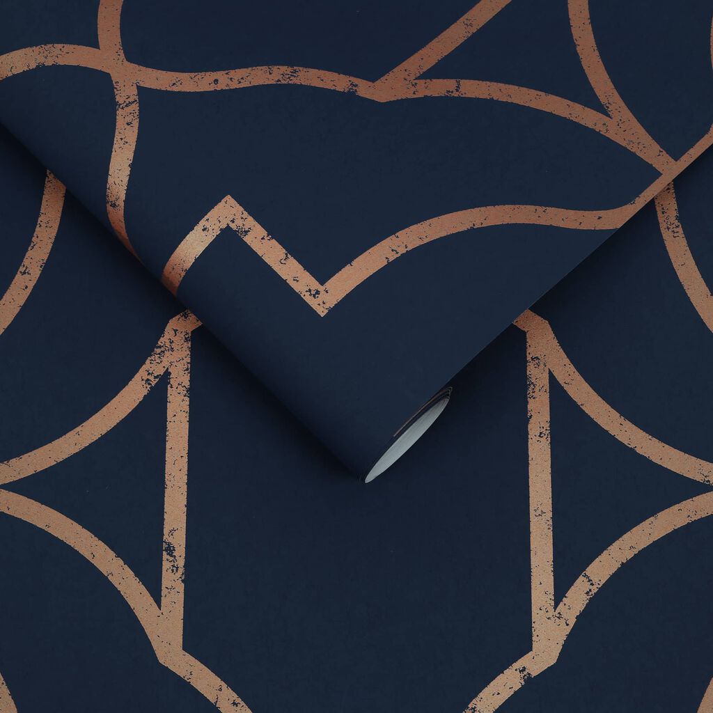 113962 - Versailles Wallpaper - Navy - Graham & Brown