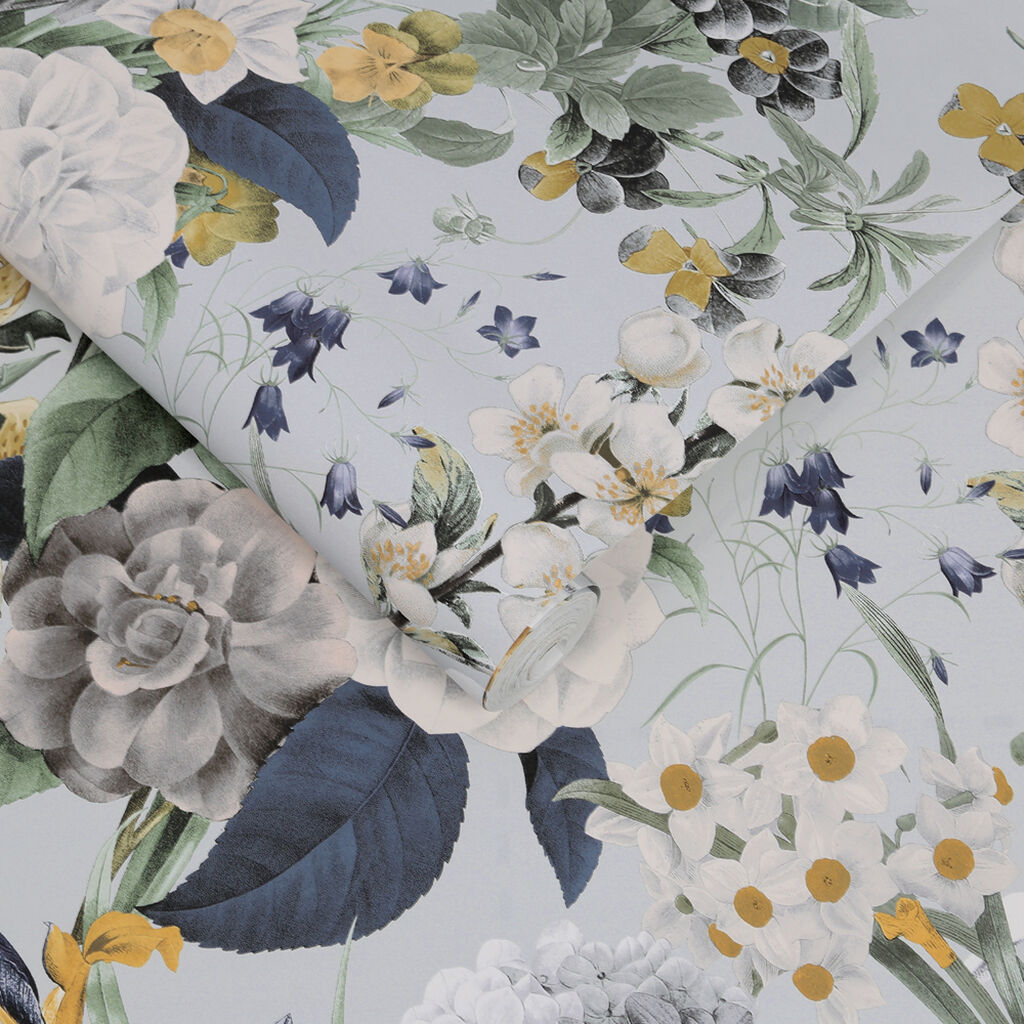 113964 - Glasshouse Flora Wallpaper - Sky - Graham & Brown