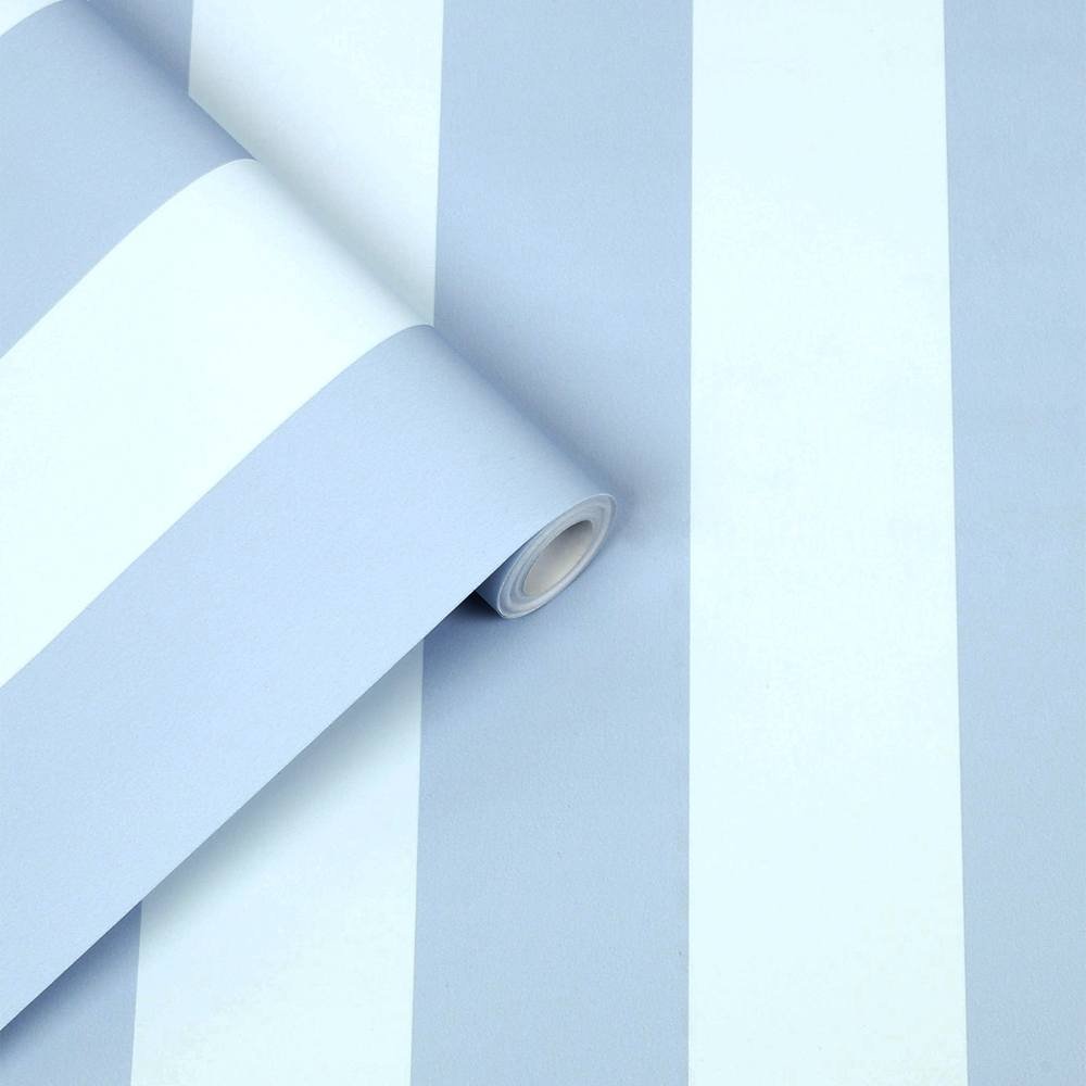 Lille Matt Stripe Blue Sky Room Wallpaper - Blue
