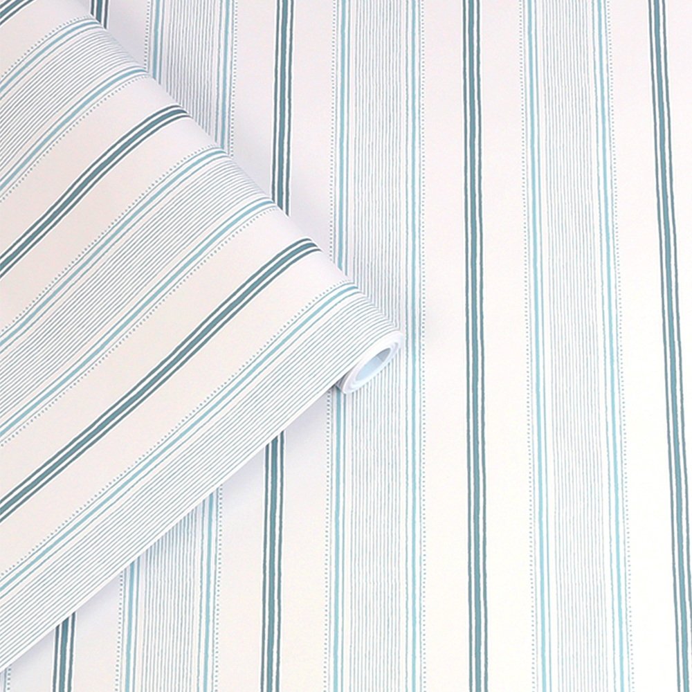Heacham Stripe Room Wallpaper - Blue
