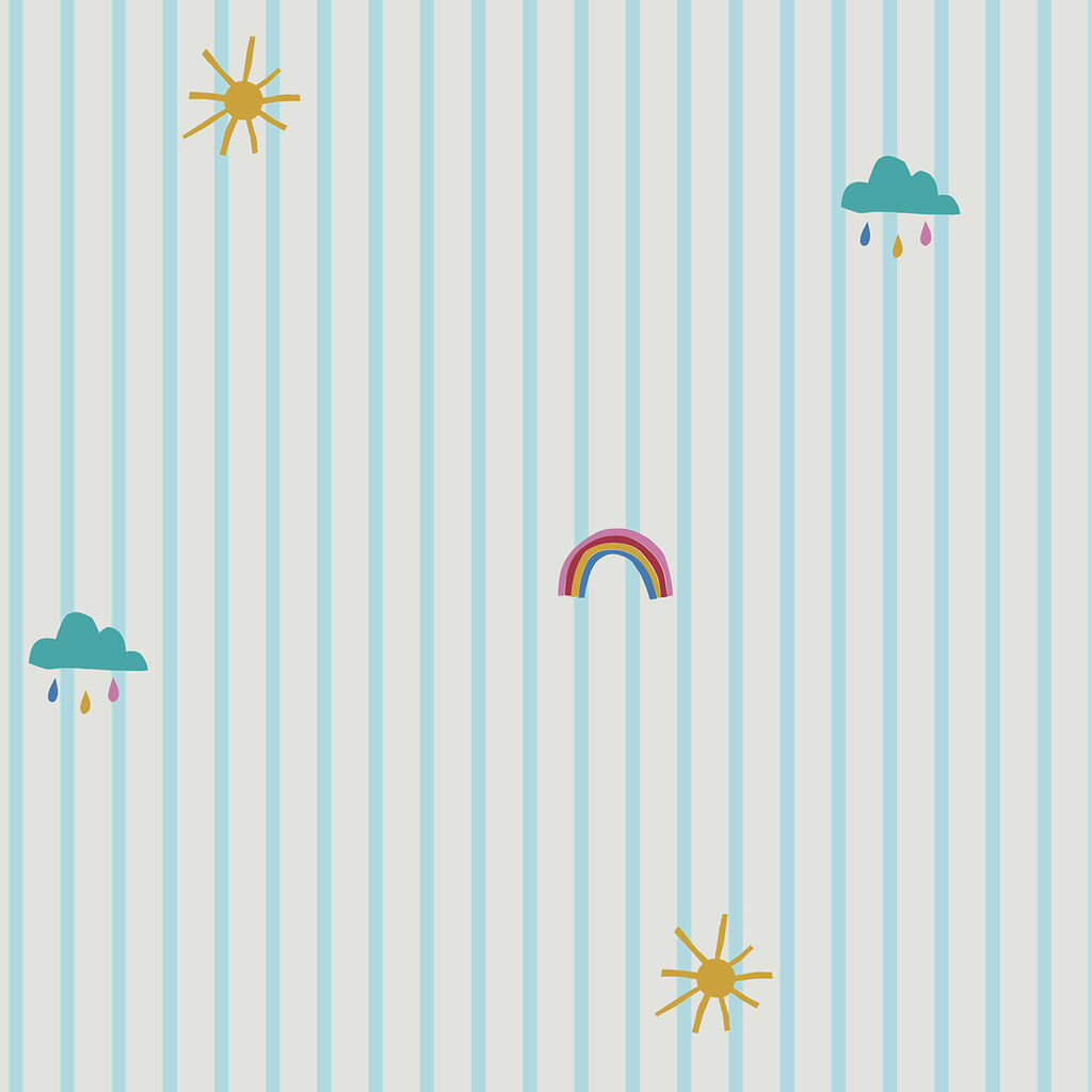 Whatever the Weather Icons Haze Nursey Wallpaper - Teal