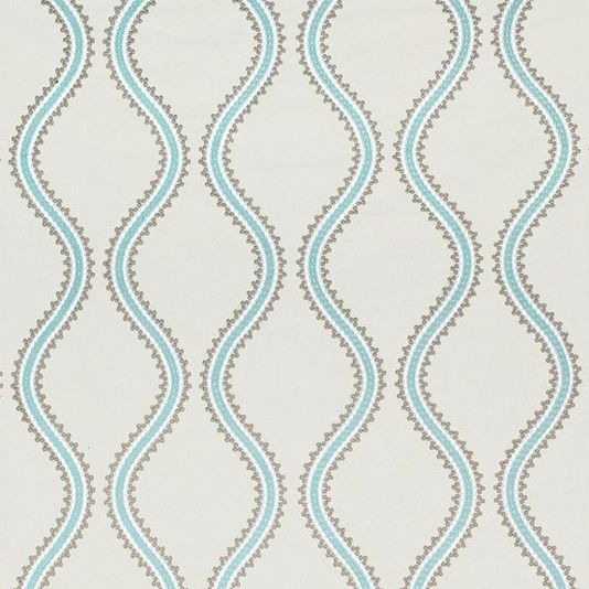 Juniper Ogee Embroidery Fabric - Blue