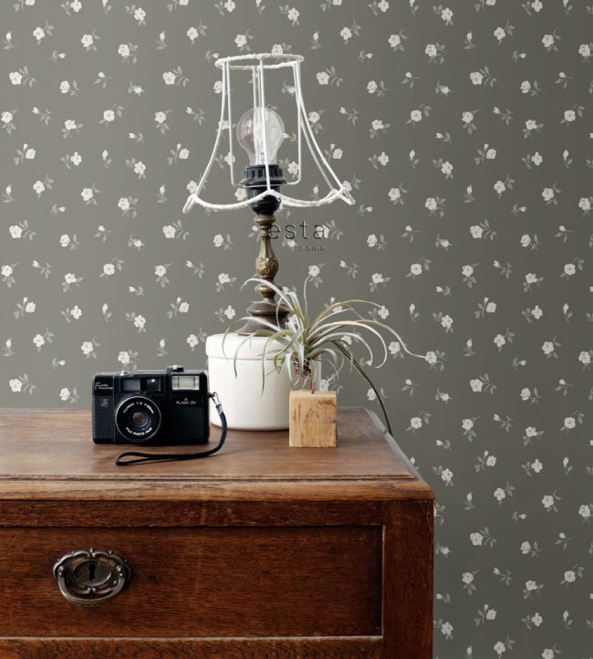 Floral Room Wallpaper - Gray