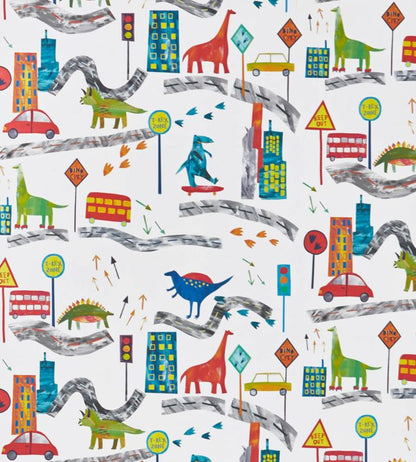 T-Rex Town Nursey Wallpaper - Multicolor