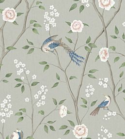 Paradise Birds Wallpaper - Gray