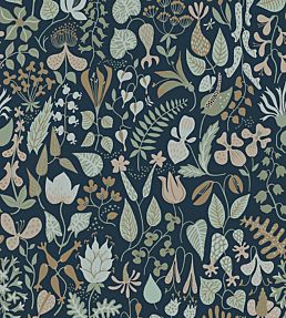 Herbarium Wallpaper - Blue