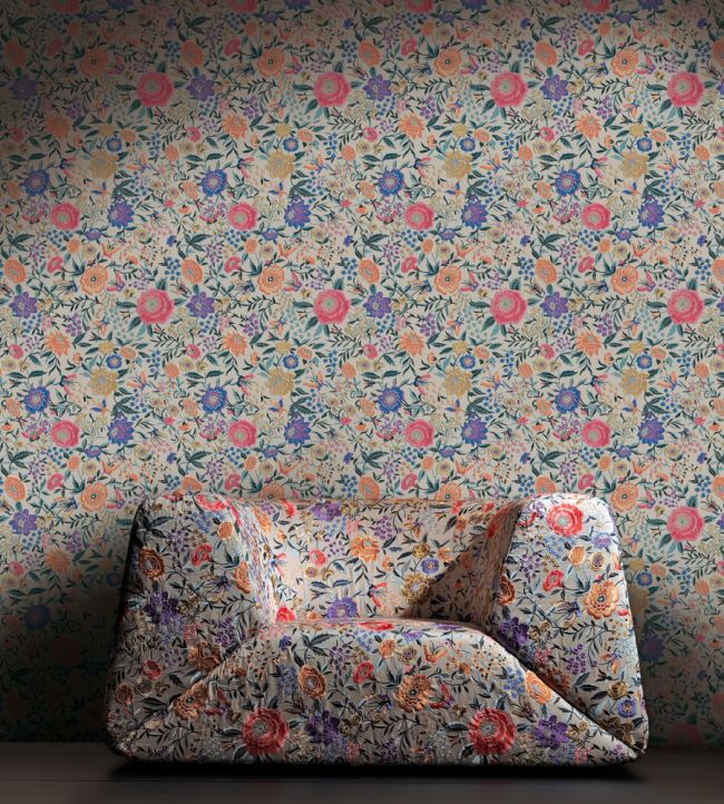 Oriental Garden  Room Wallpaper - Blue