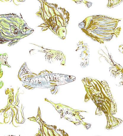 Funny Fish Fabric - Yellow 