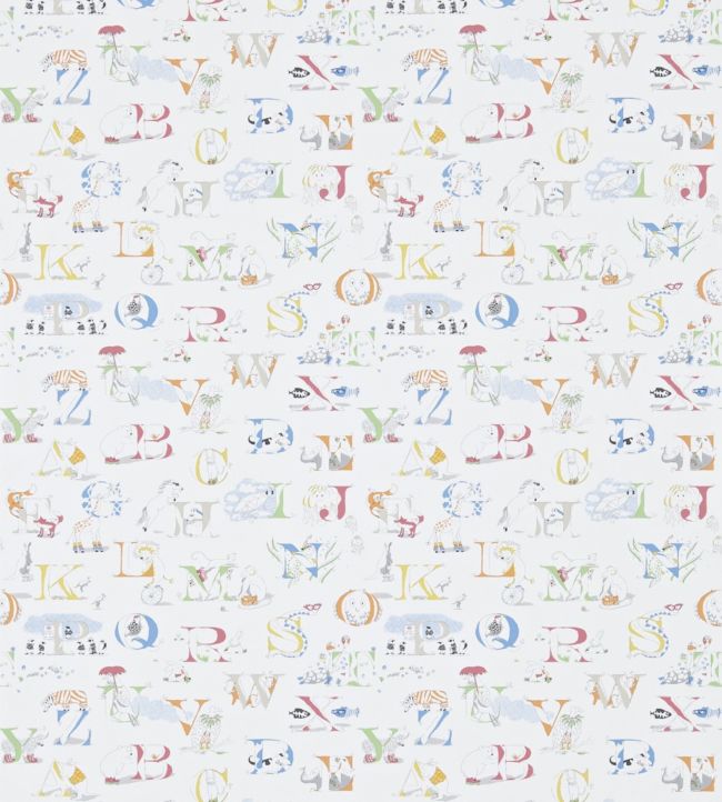 Alphabet Zoo Nursey Wallpaper - White