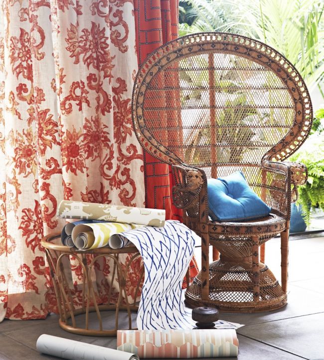 Scroll Room Fabric - Pink