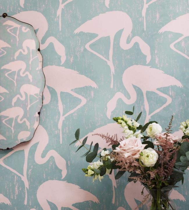 Flamingos Room Wallpaper - Blue