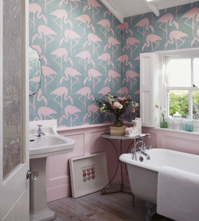 Flamingos Room Wallpaper 2 - Blue